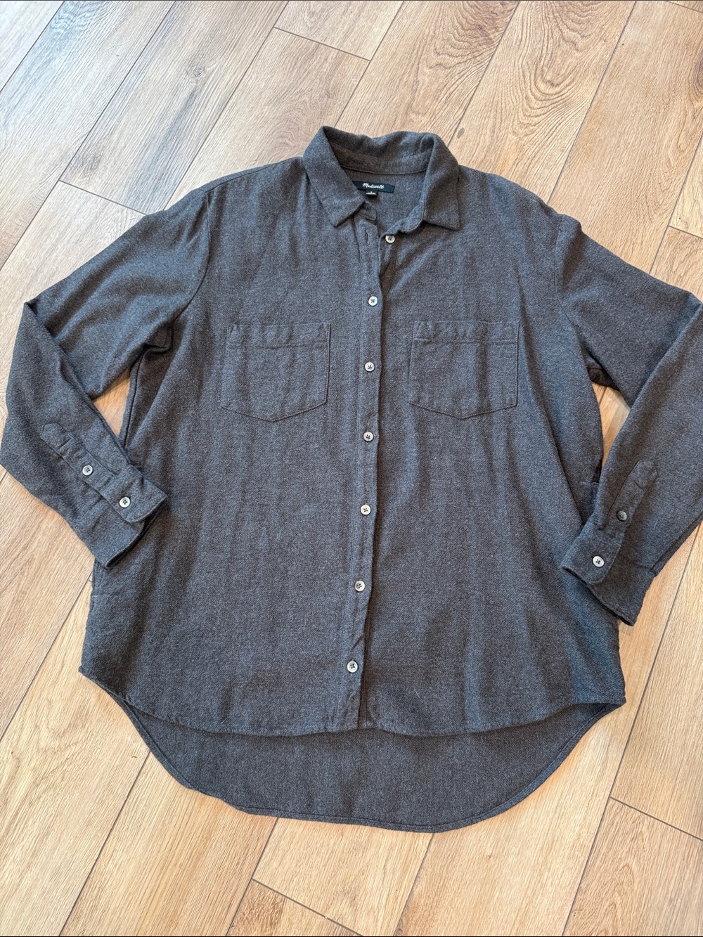 Madewell Boyfriend Flannel Button-Up Shirt - charcoal gray - small